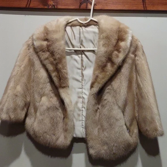 Mink Fur Jacket, Wrap, Blonde, Vintage - Picture 2 of 11
